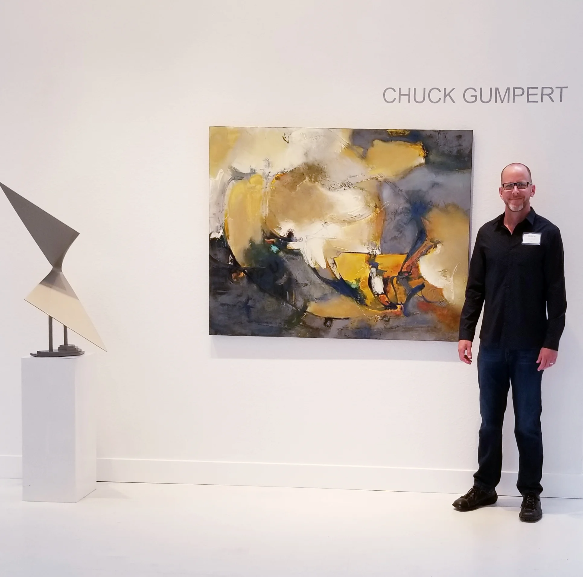 Gumpert with "Next World" — 48 x 60 in. — oil & mixed media