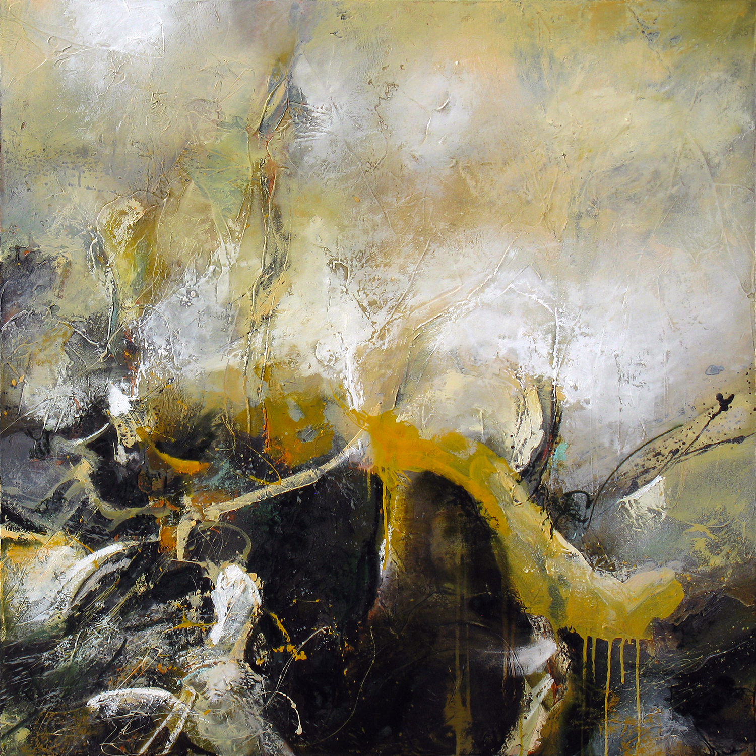 "Imagine: Transient Chaos" | 40 x 40 in. | oil & mixed media