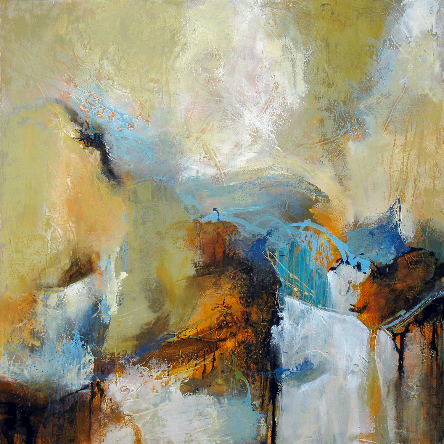 “Vacillating Virtuosity” 48 x 48 in. — oil & mixed media