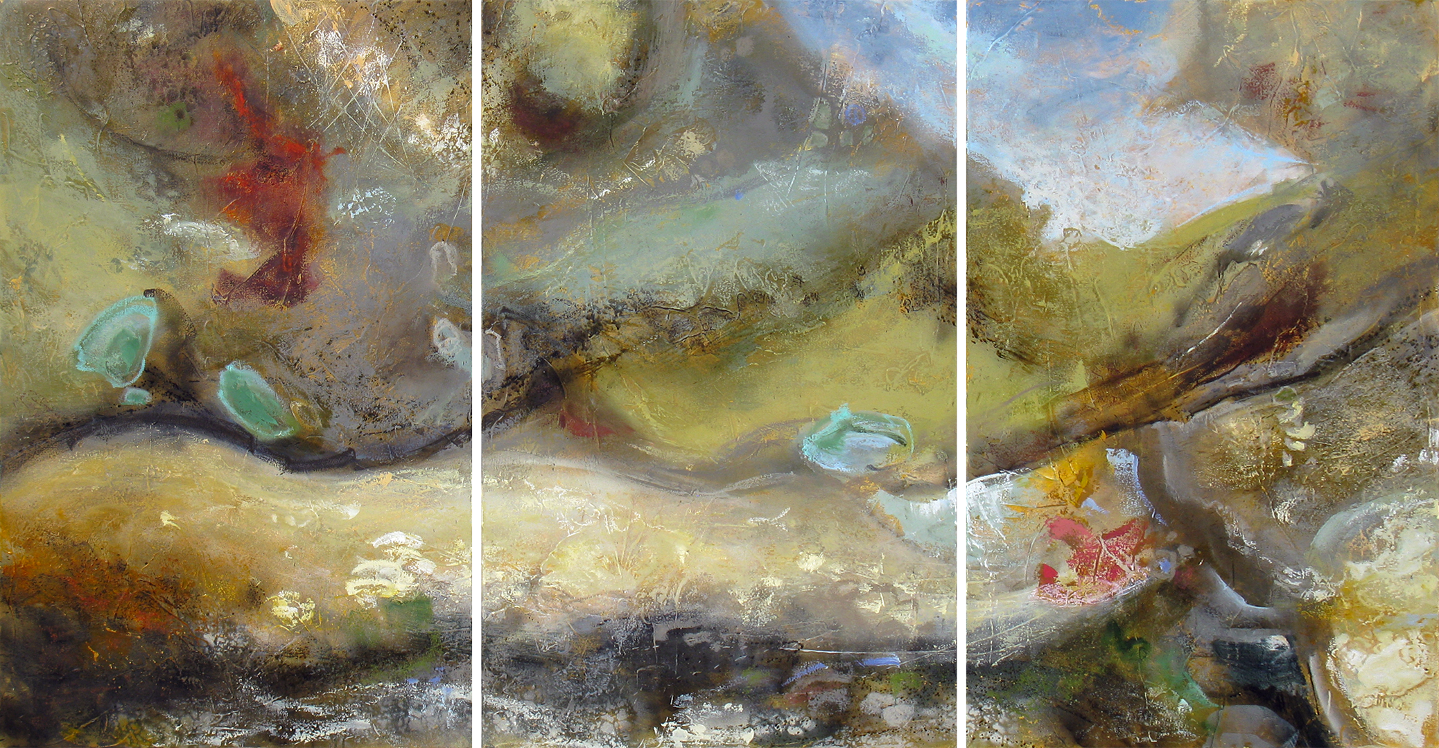“The Pacific Age” 48 x 90 in. (triptych) — oil & mixed media