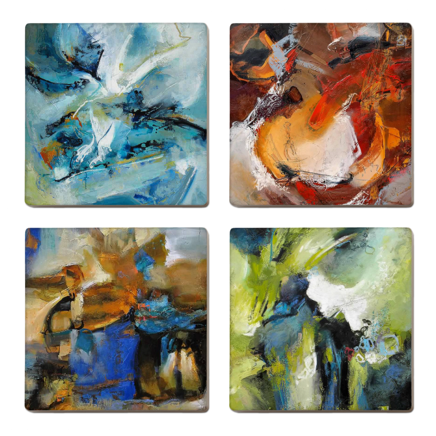 Abstract Series II — set of 4 ceramic coasters