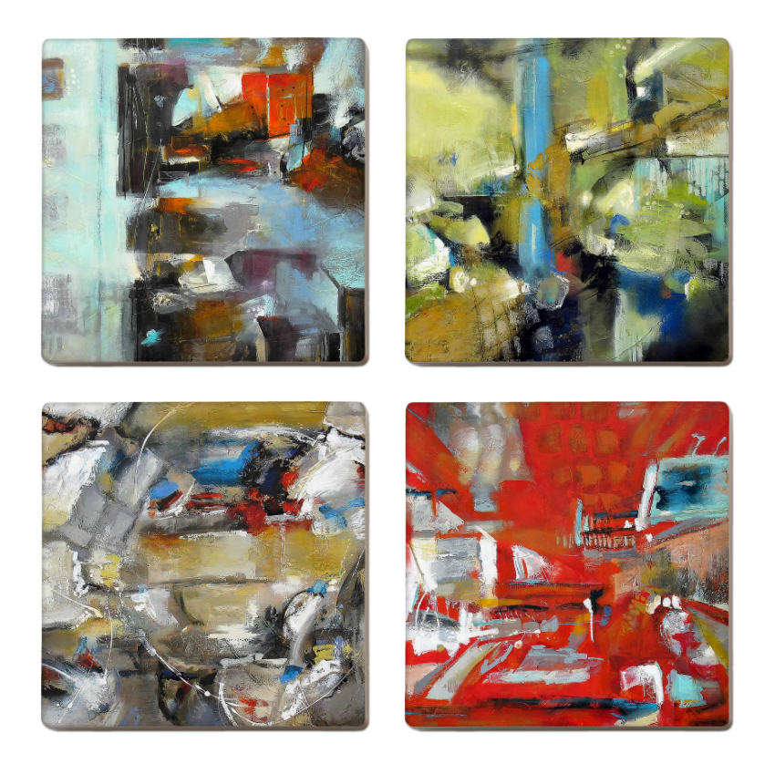 Articulated Elements Series — set of 4 ceramic coasters