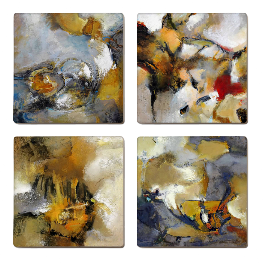 Neutral Abstracts Series — set of 4 ceramic coasters