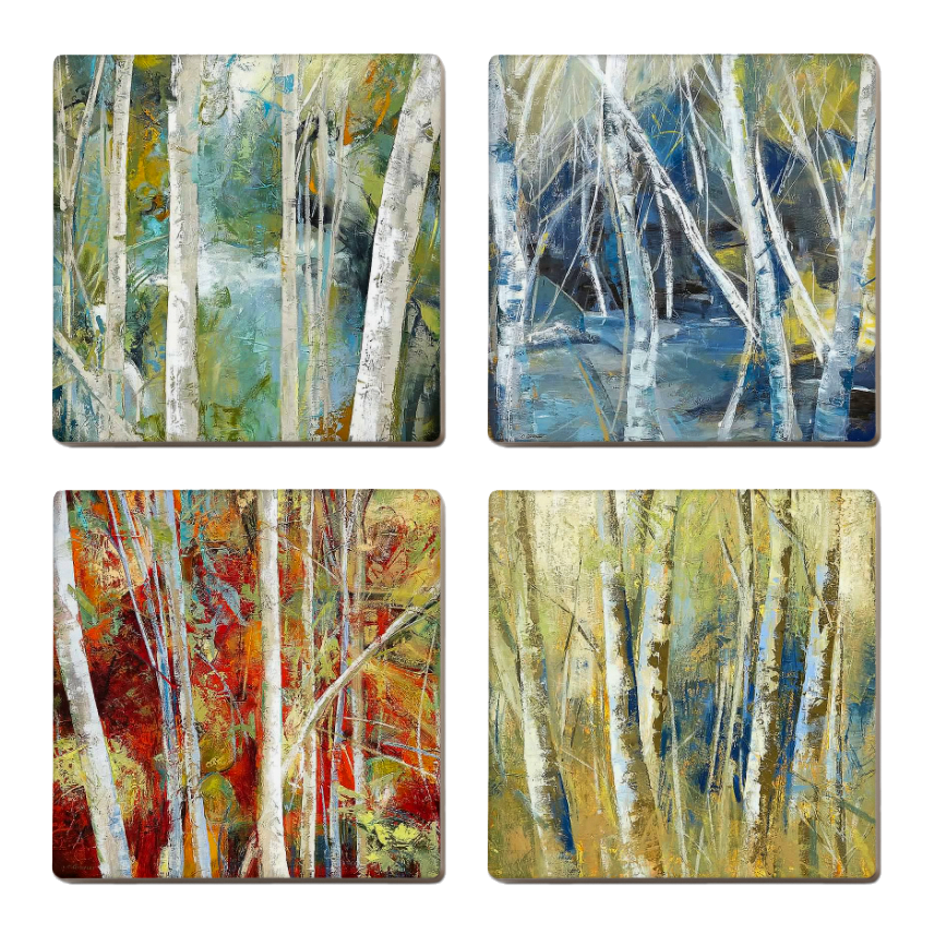 Woodland Series 1 — set of 4 ceramic coasters