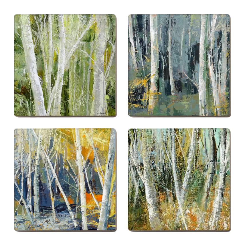 Woodland Series 2 — set of 4 ceramic coasters
