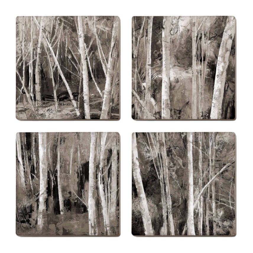 Woodland Series "Sepia" — set of 4 ceramic coasters