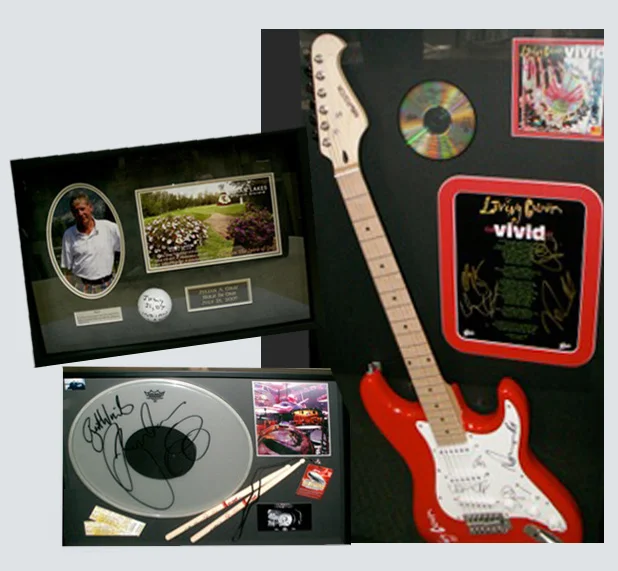 Custom Framed musical instruments and golfballs