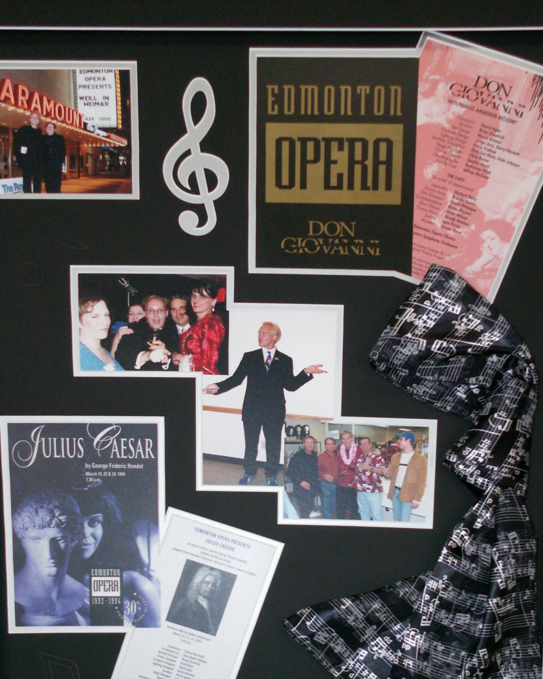 custom framed photos and programes from stage production of Edmonton Opera