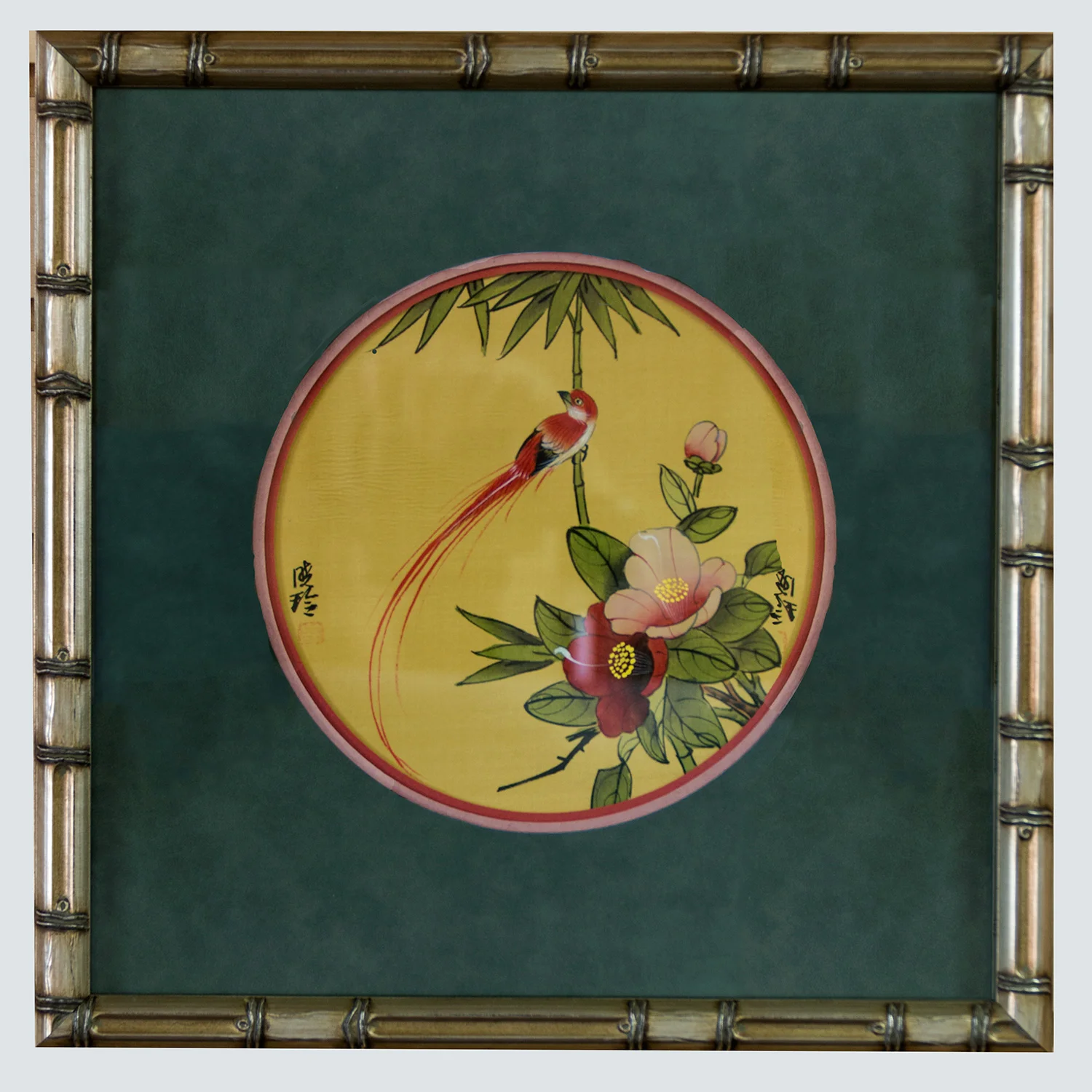 oriental art from vacation framed in bamboo style frame