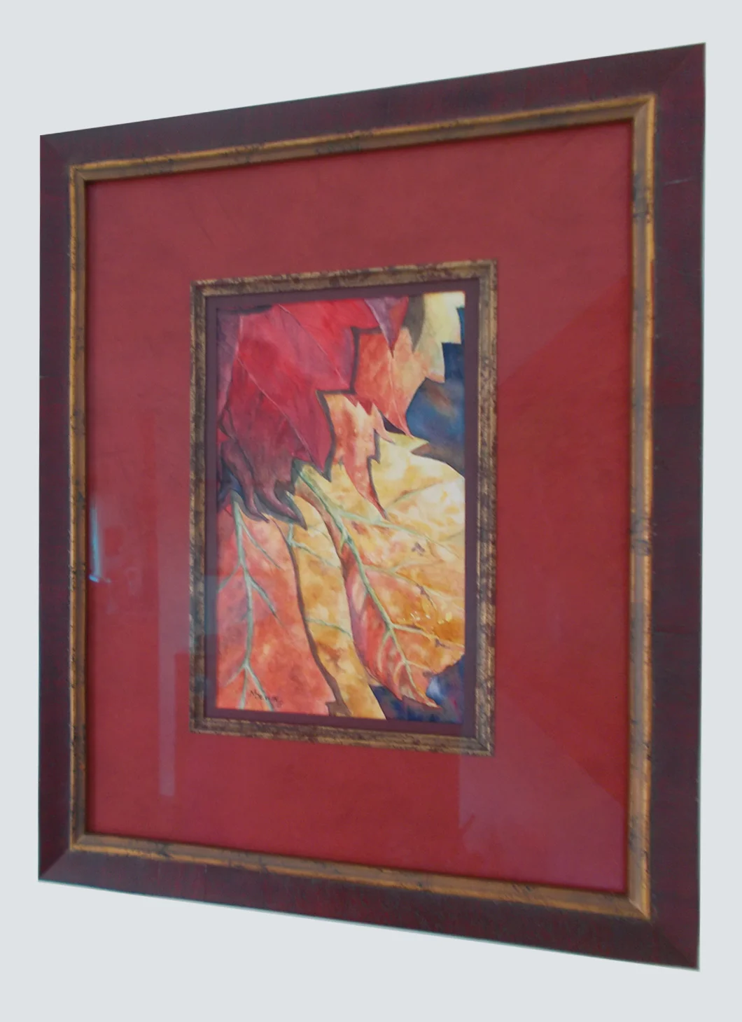 framed watercolor of leaves