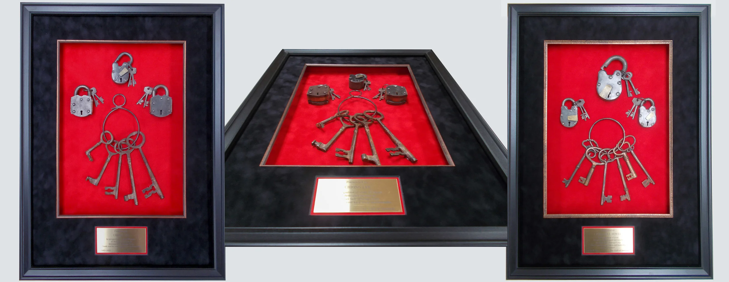 Shadow box with locks and keys