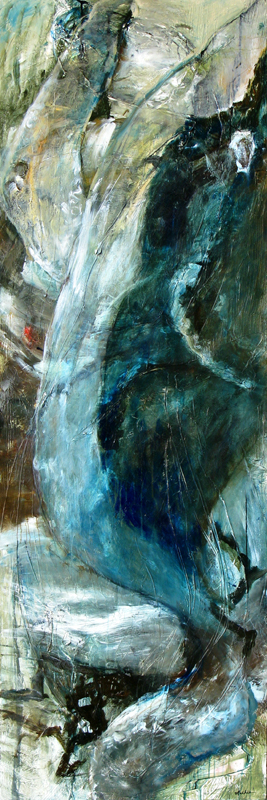 "Celebration of Natural Power — Whale in Full Breach," 108 x 36 inches