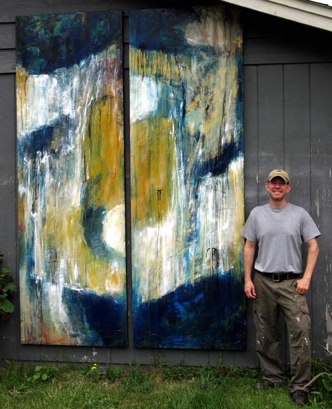 "Monolith for the Pacific Northwest II & III, 108 x 36 inches (each) Commissioned for a corporate project. *SOLD — thank you!