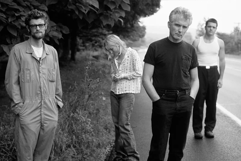 Johnny Dowd and band, 1999. Left to right: Willie B, Kim Sherwood-Caso, Johnny Dowd, Justin Asher. Photo by Kat Dalton.