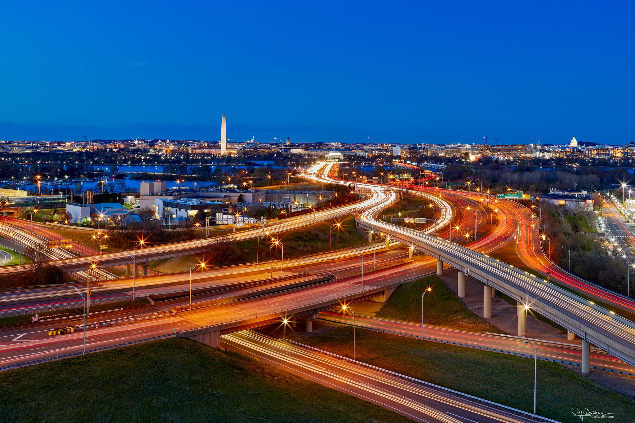 Dusk over Washington DC from Virginia side.