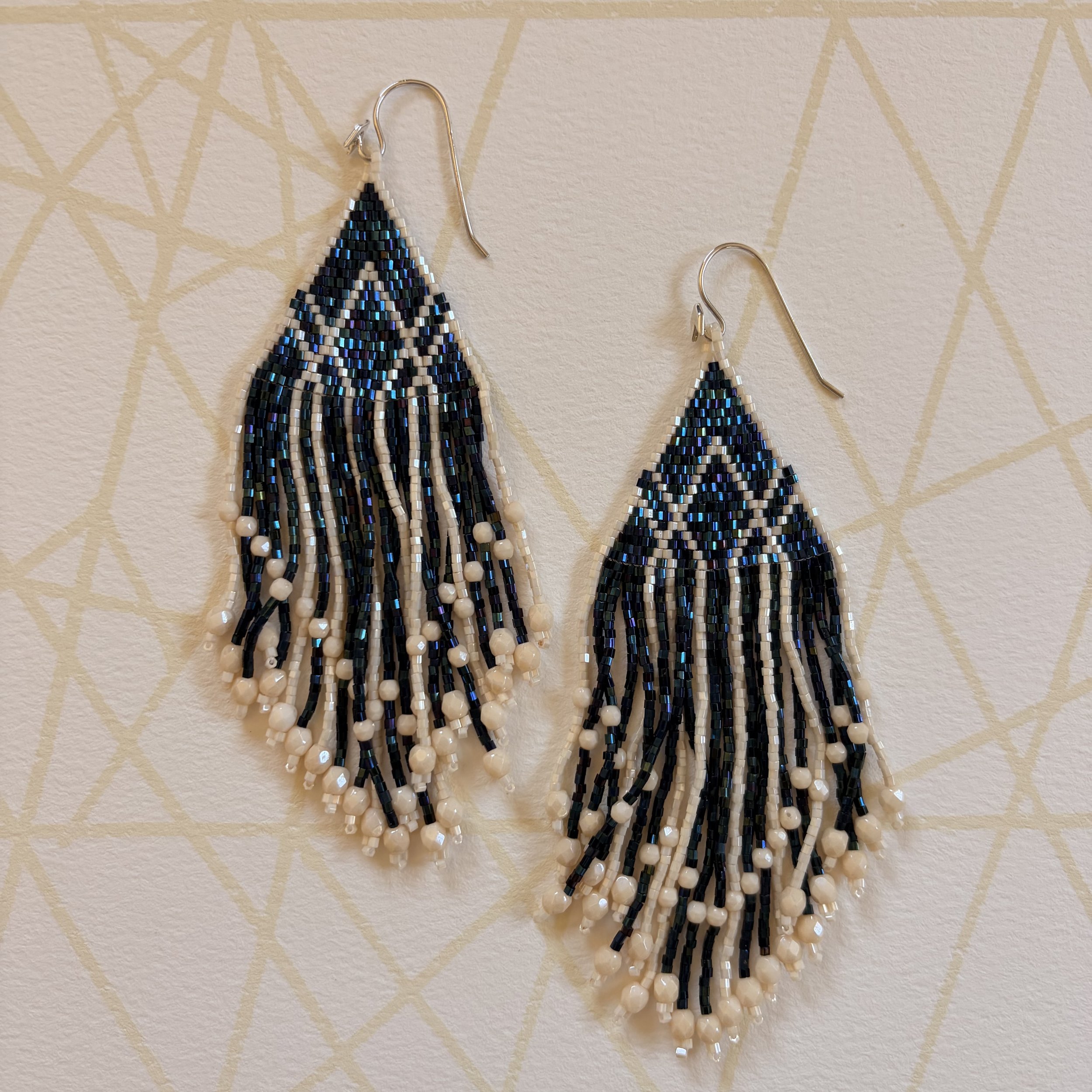 Fiero Earring Large - Epoca Navy with Cream