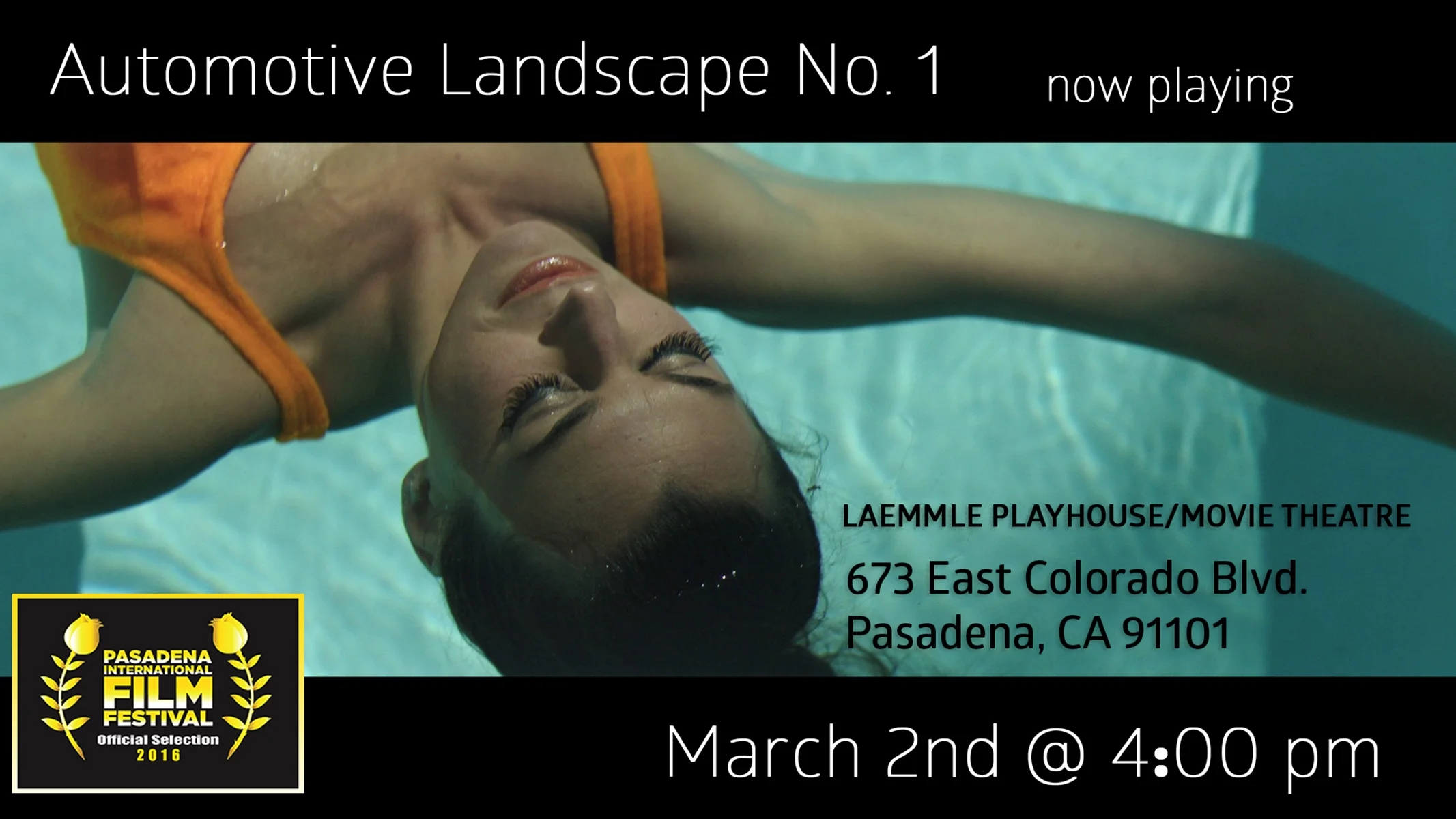 "Automotive Landscape No. 1" will be showing at the Pasadena International Film Festival on March 2nd, 2016. Click here for festival info. 