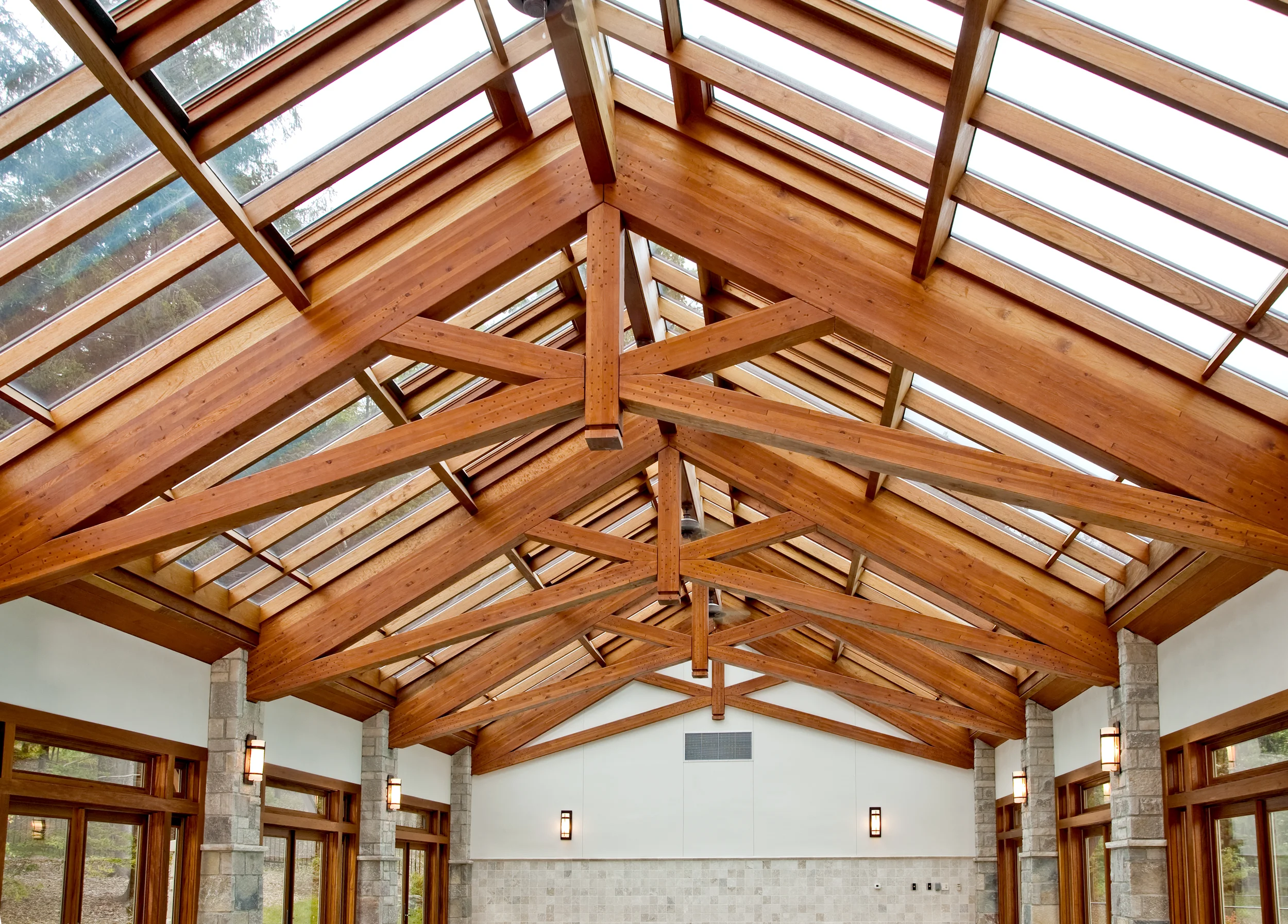 Glass Roof with Exposed Truss Support