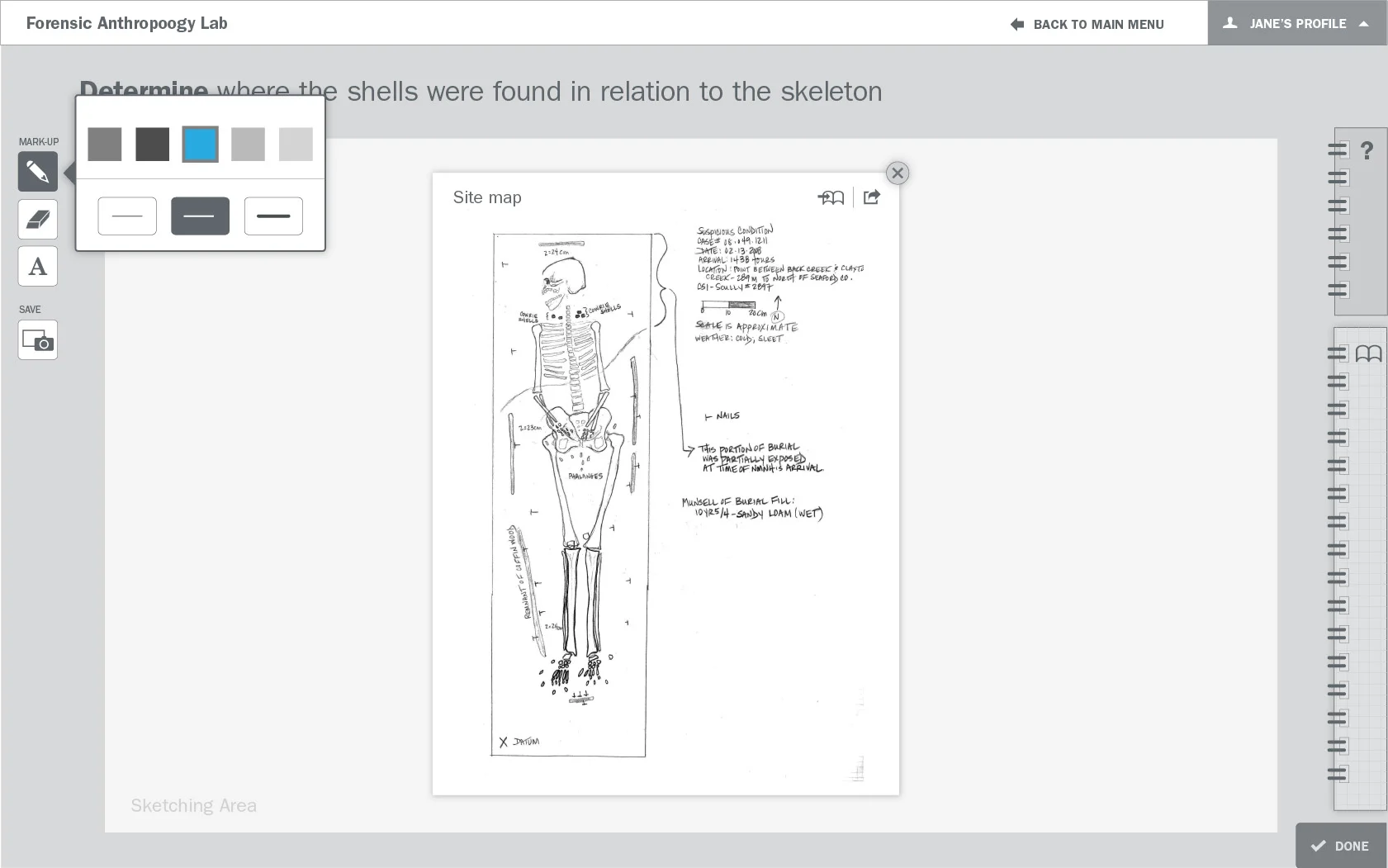 Detailed wireframe: Activity step