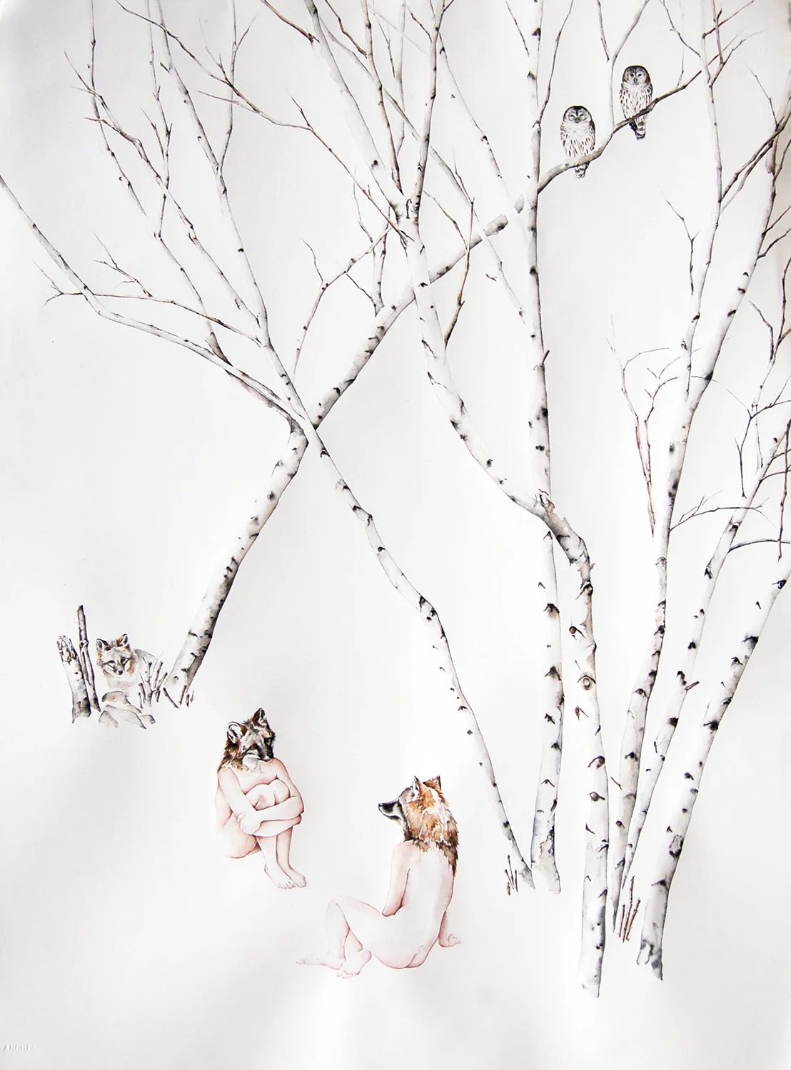 The Thought Foxes | Watercolor on paper| Private Collection