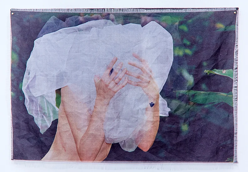 Viaticum VIII , 2015-2016 | Pigment on silk organza and stretched felt | 20" x 29" | Edition of 3
