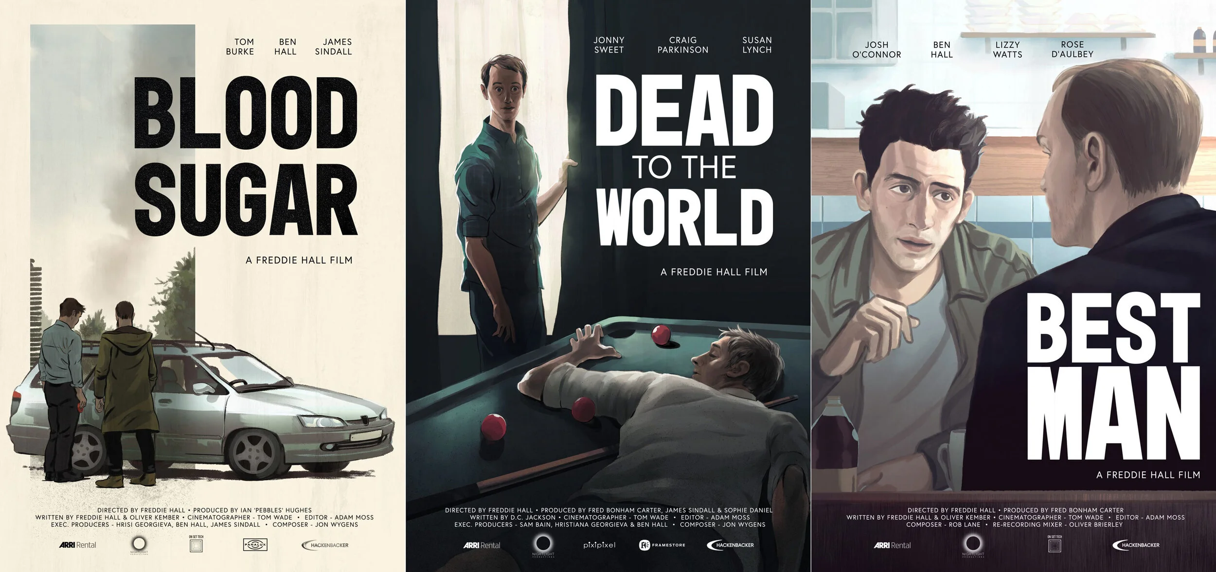 Poster series for short films by Freddie Hall