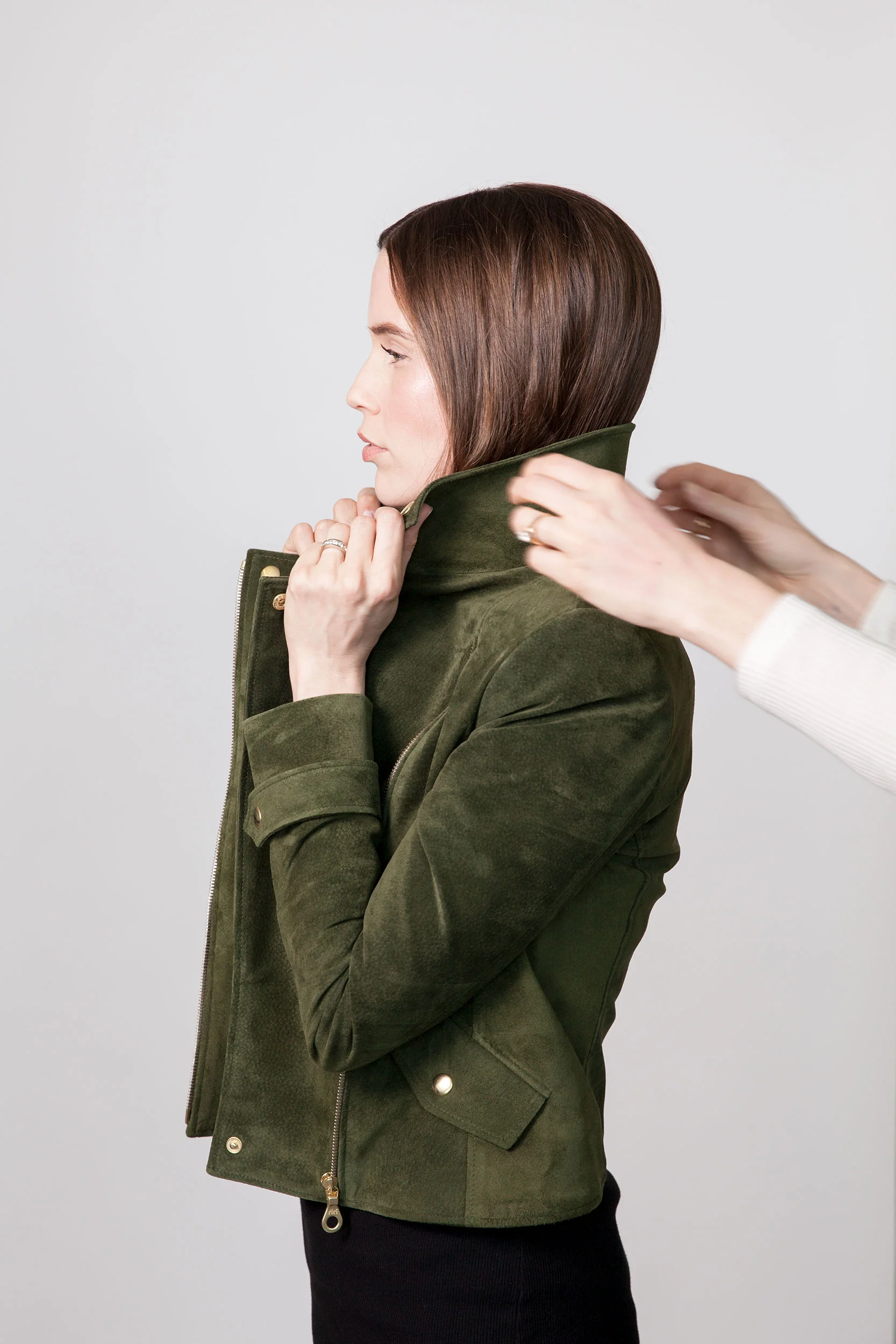 Sarah sneaks in for a collar adjustment