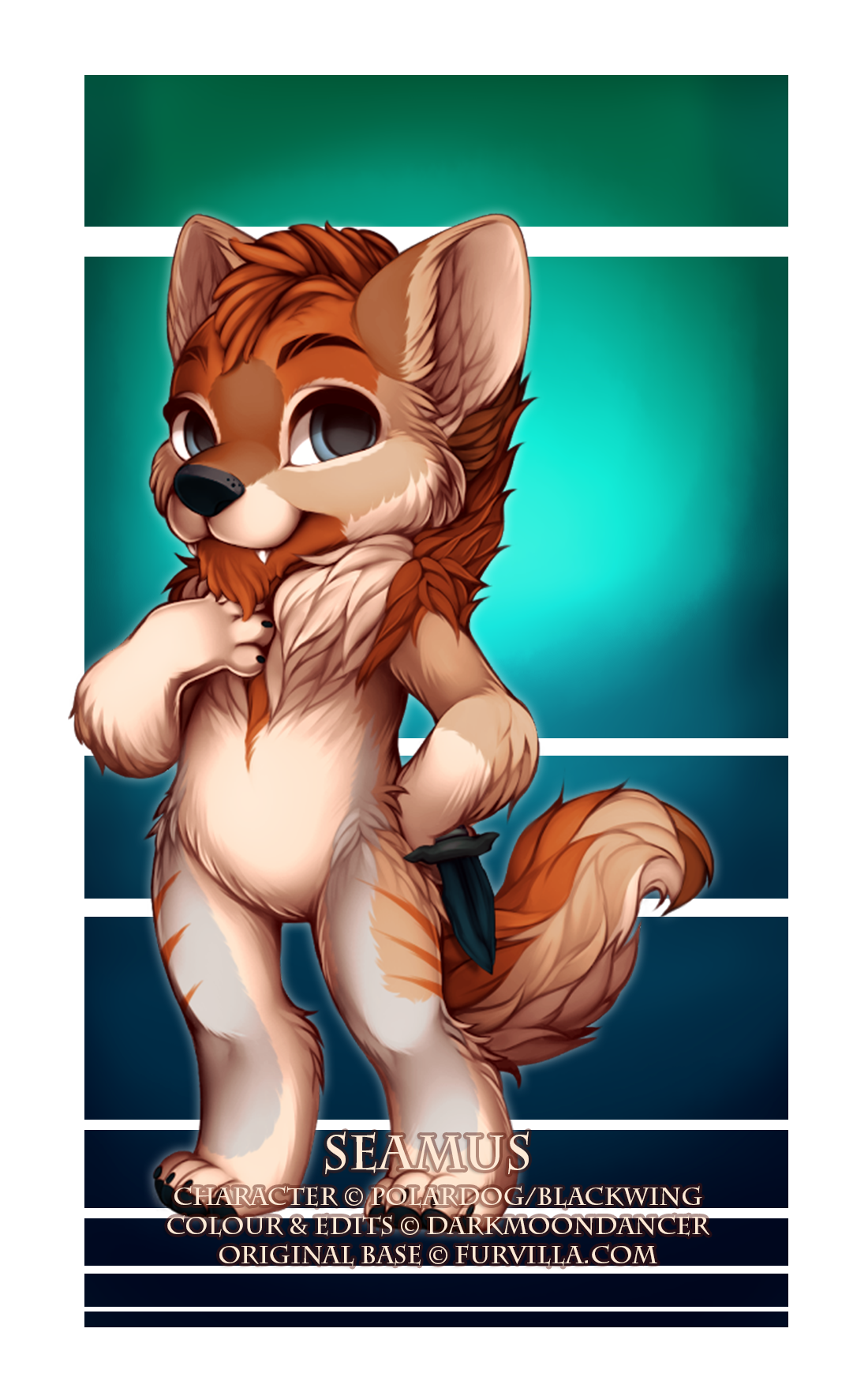 This is Seamus, owned by PolarDog/Blackwing. I coloured him, as well as editted in the hair, beard, fangs and flint-knife!