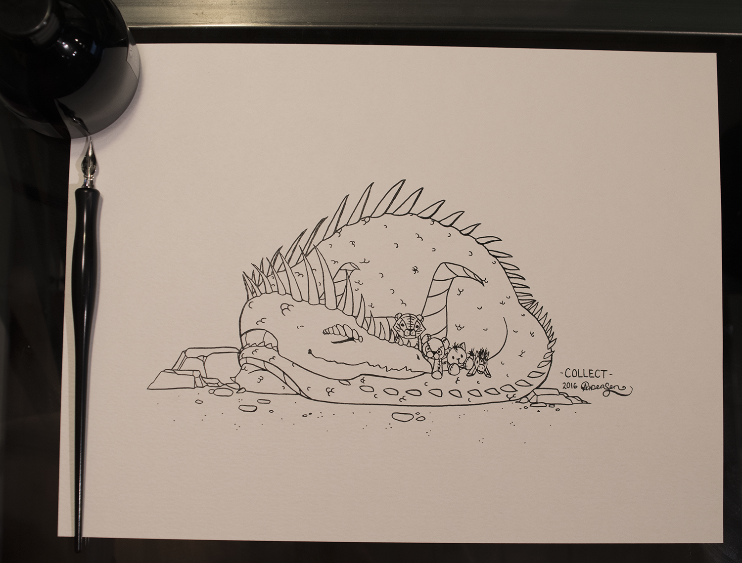 Original piece as shown. Black ink, on 9x12inches 90lb acid-free paper. 