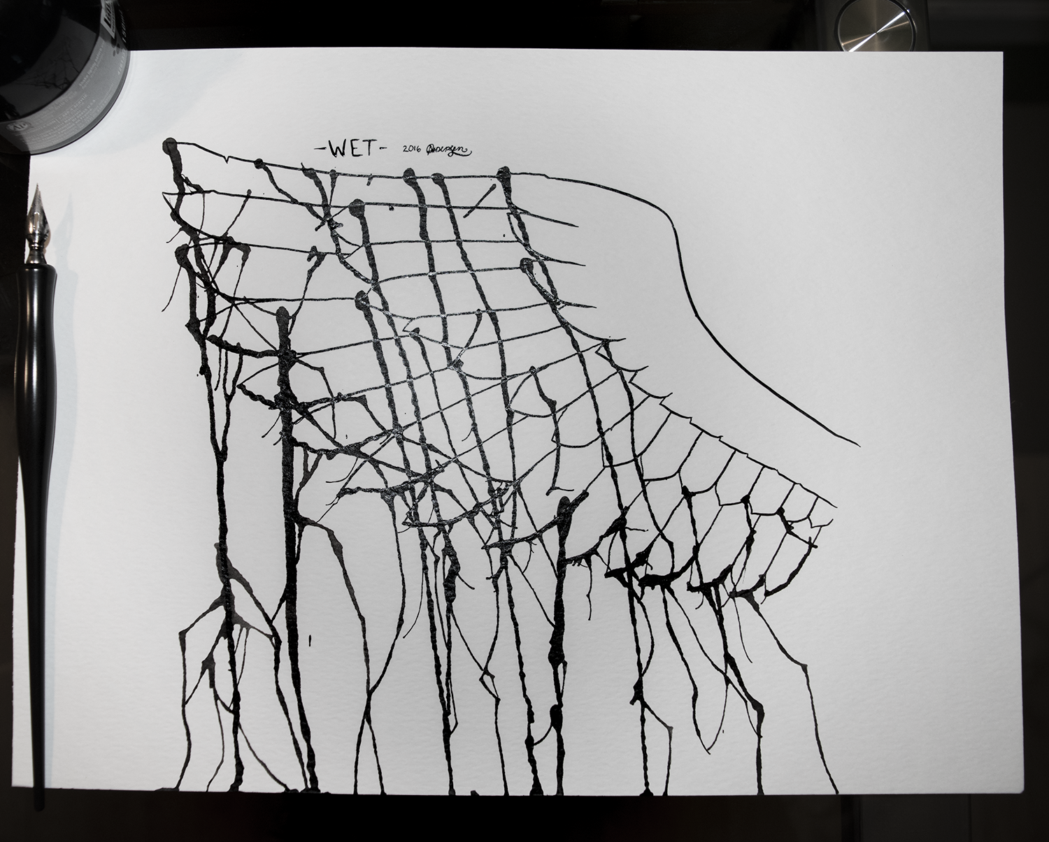 Original piece as shown, black ink on white 90lb paper, 9x12.