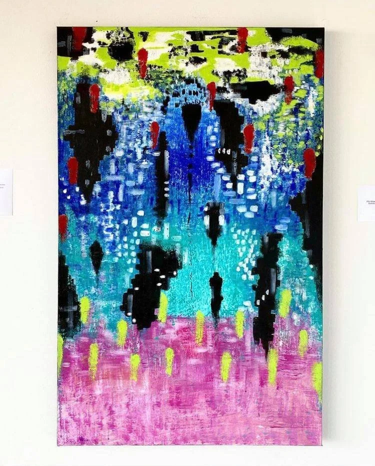 The Glass Mountains Continued (2020). Acrylics on 30" x 48" canvas.