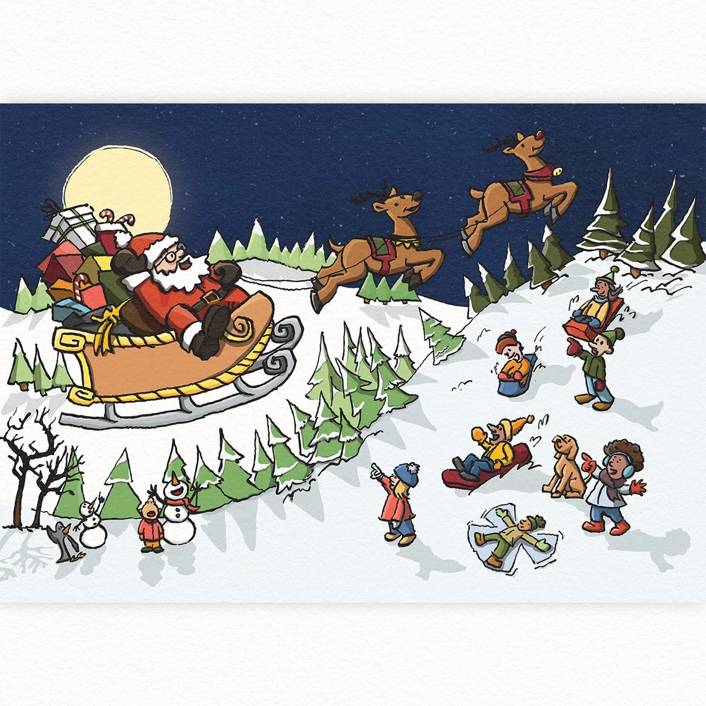 I want to go sledding, see snow, and spot Santa in a sleigh. There's got to be a song in there somewhere. I would happily settle for making a snow angel. 

#christmasillustration #snowmanillustration #holidayillustration #merryandbright #holidaydesig