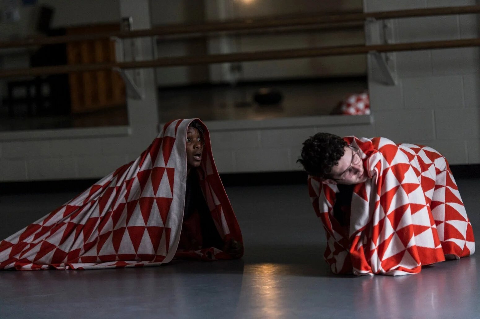 performing with Ayesha Jordan in a theatre piece by Liz Peterson , at Banff Choreography Across Disciplines Residency, September 2018