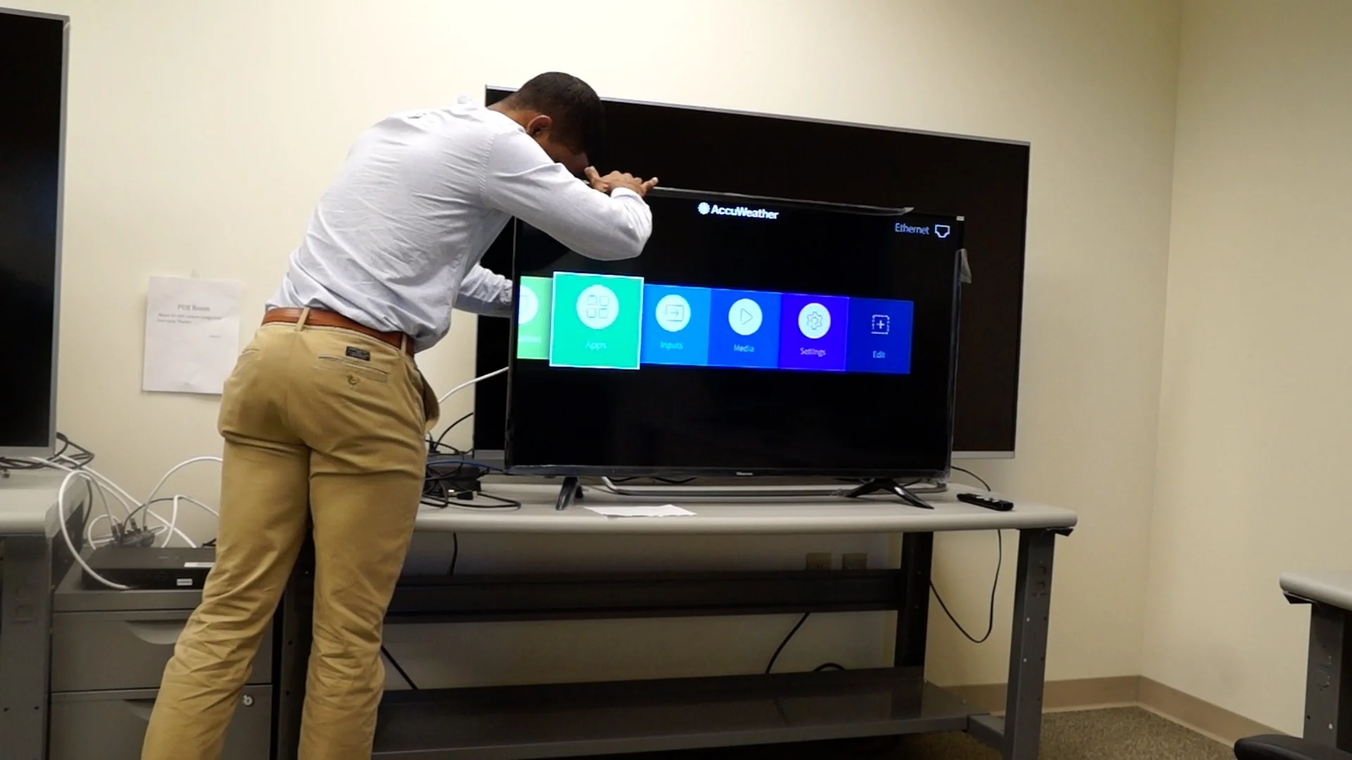 usability testing of TV setup, which includes interacting with physical products