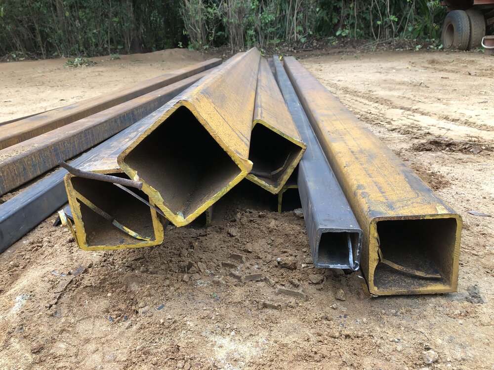 Steel tubes for the new footbridge is delivered