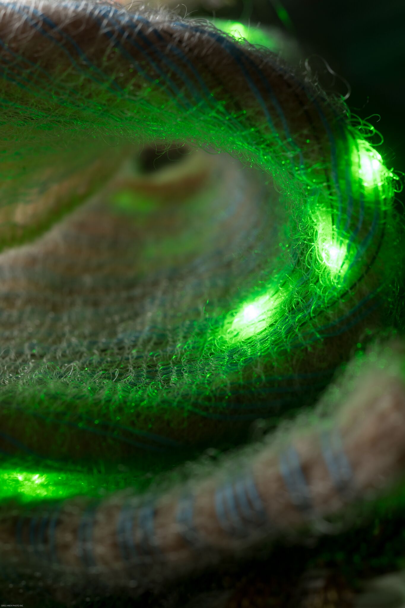 Each sample tests the limitations of new iterations of LED fibers. In their current form of ~400 micron monofilaments, care and unique tensioning is required.