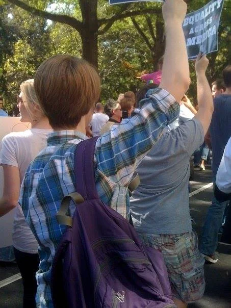 Me and my backpack at the National Equality March, 2009.