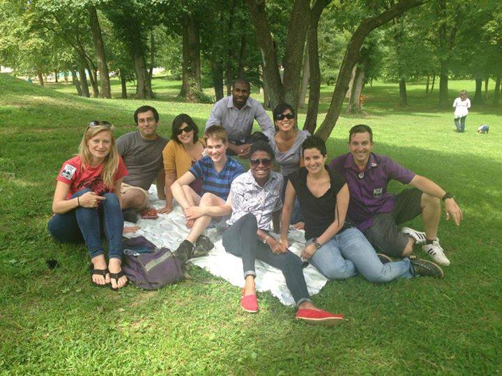 Me and my backpack with SEIU colleagues, 2013.