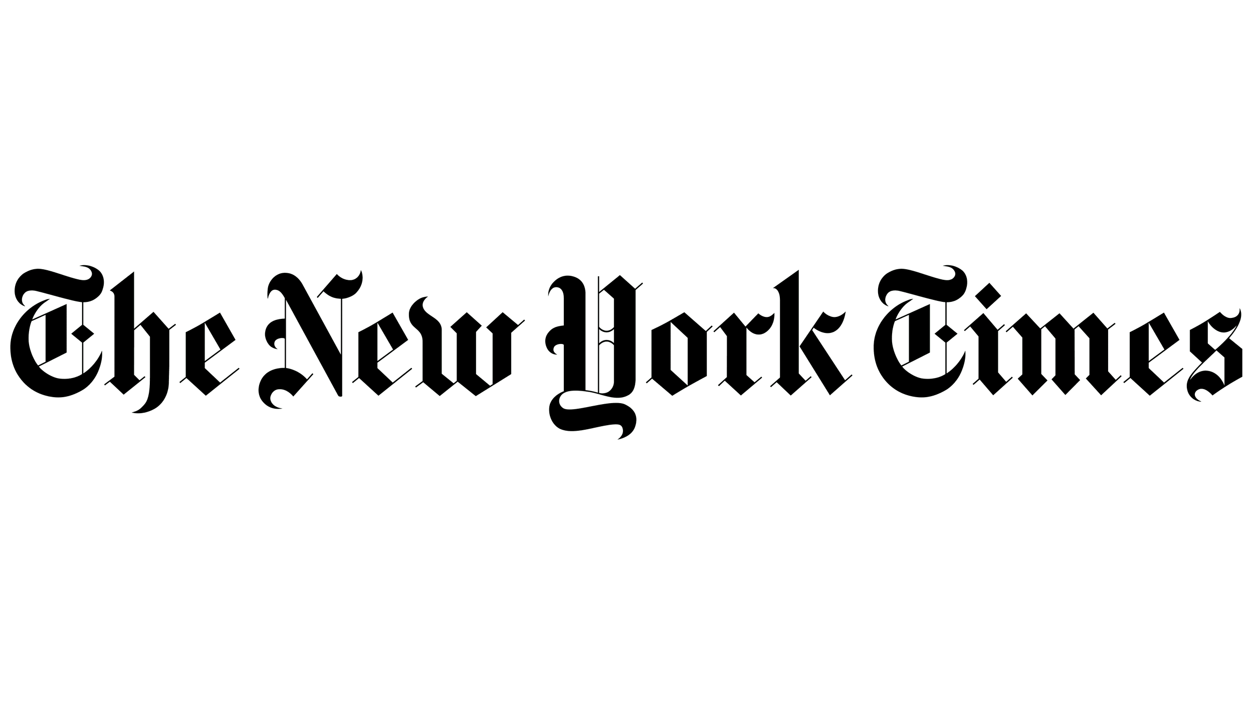Black background with the logo of The New York Times in black gothic font.