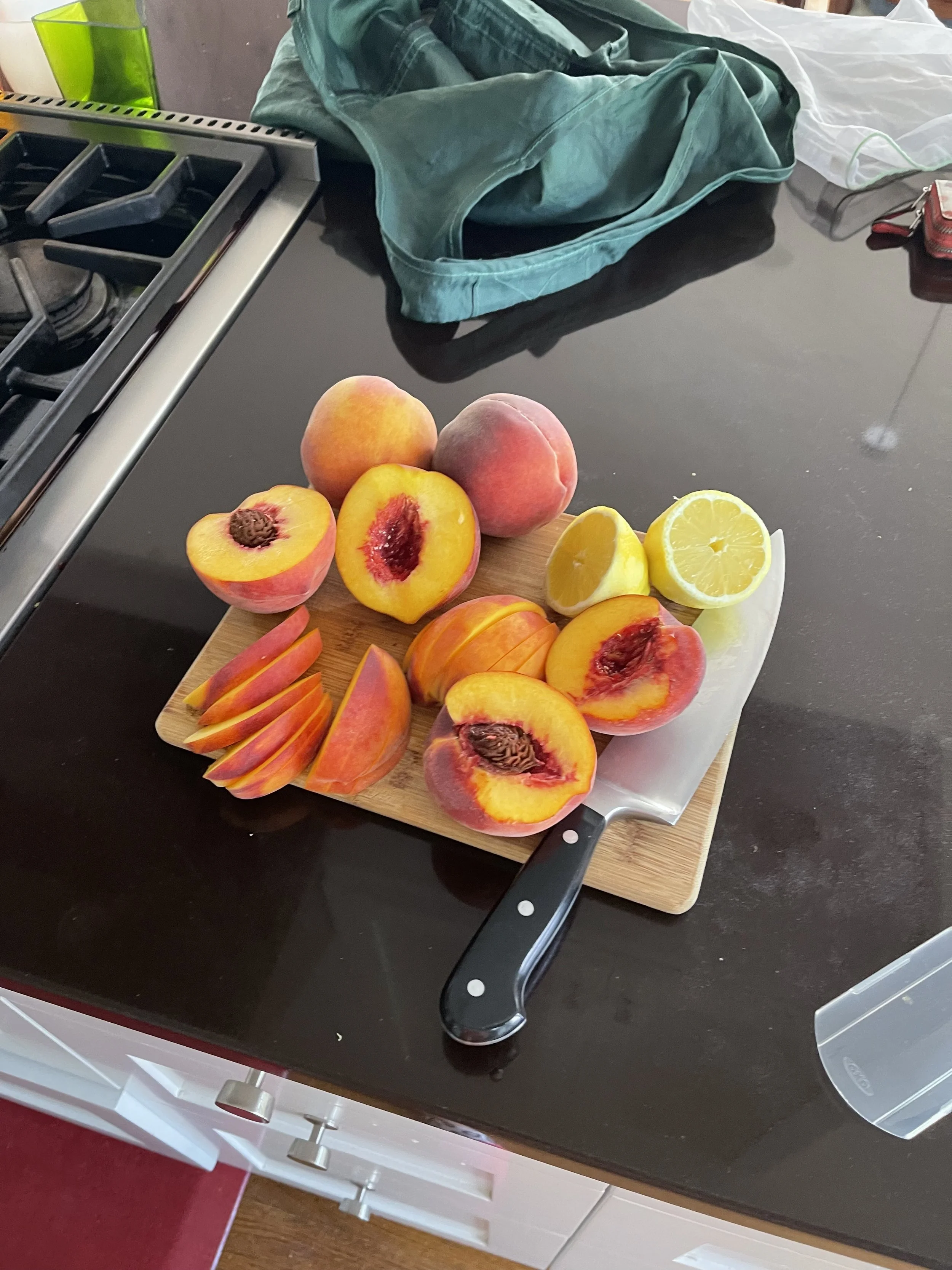 Baking Peach Cobbler with Double Sesame Crumble 