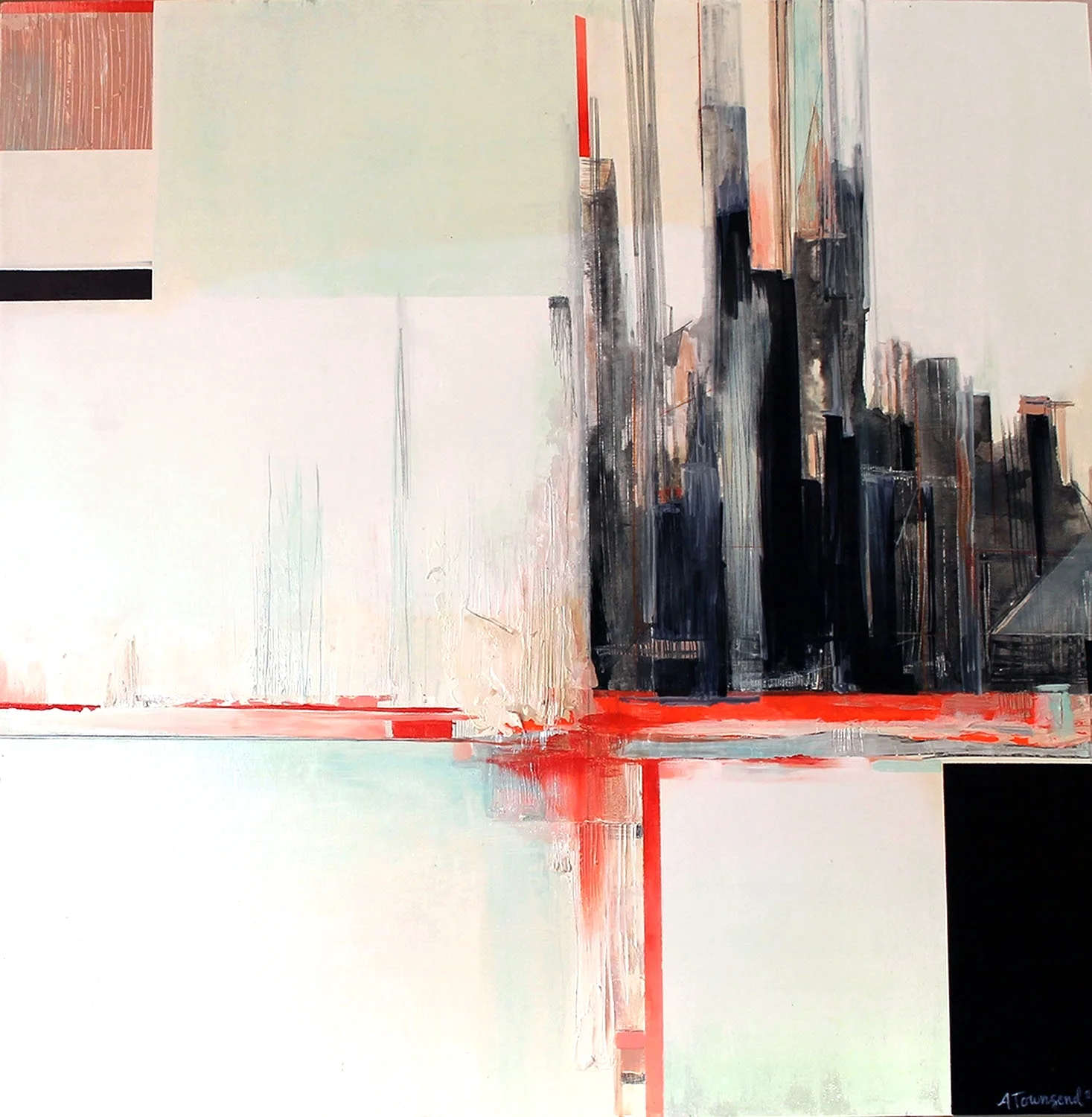 Architectural Progression 2, 36"x36", Mixed Media on Wood Panel