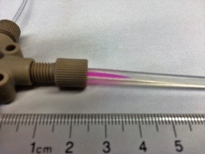 Figure 1Side view of two streams mixed by a PEEK T