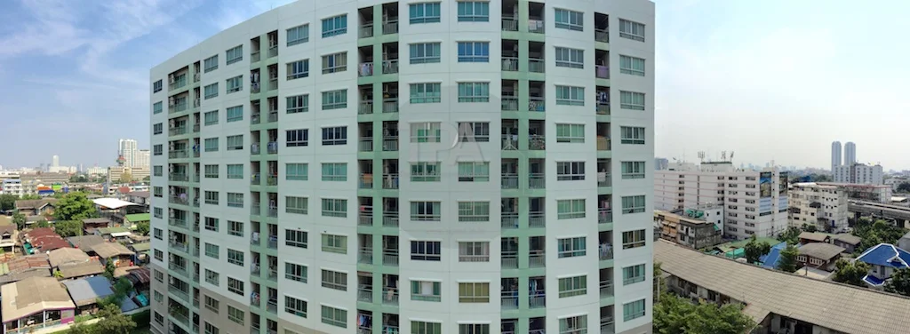 ตัวอย่างวิวจากระเบียงห้องอาคาร B ด้านอาคาร C