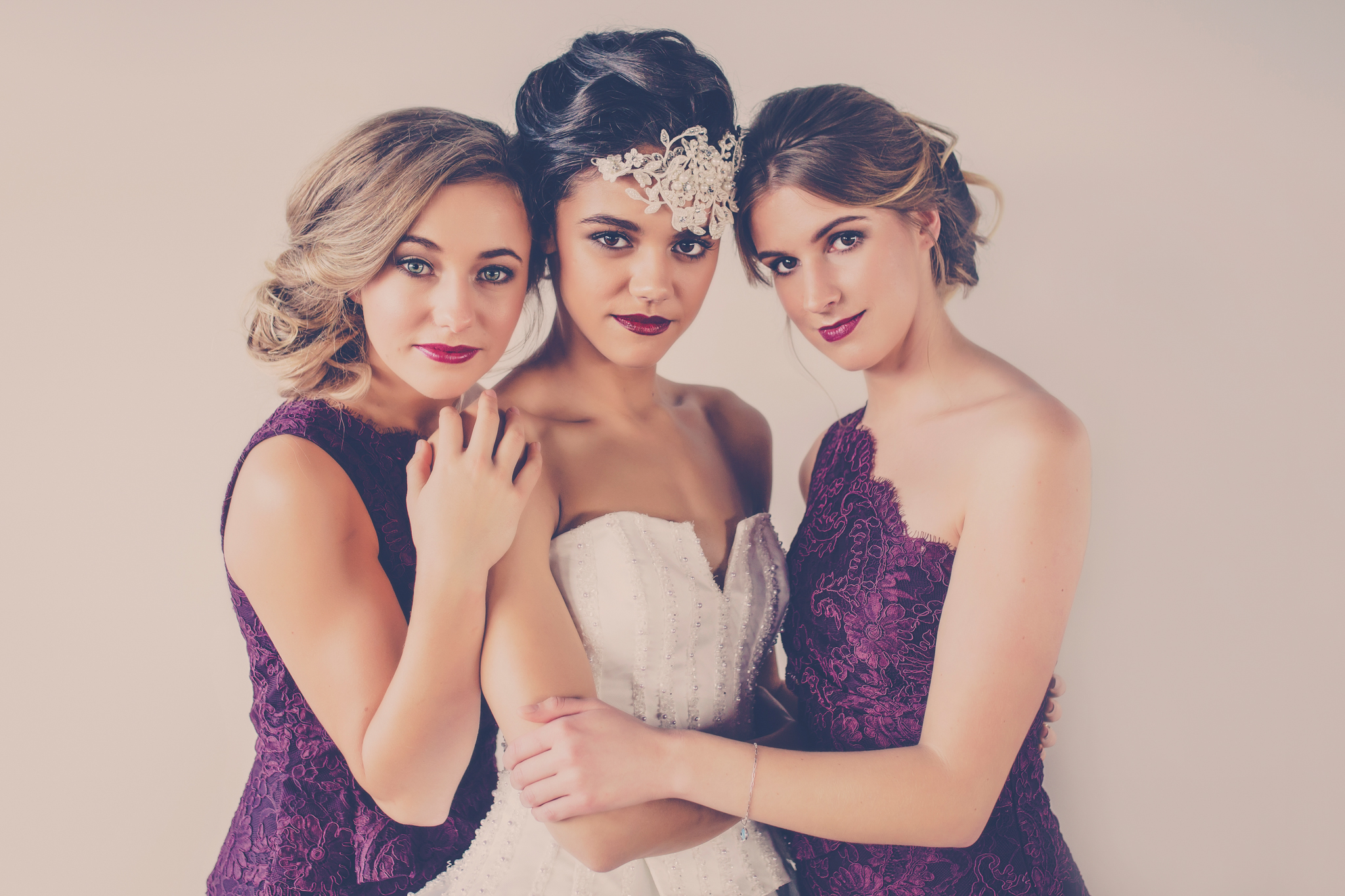 Image by Kate Little for Harlow Garland, bridesmaid attire by Alannah Hill, Wedding gown by Vinka Design, Hair by Inspired Hair