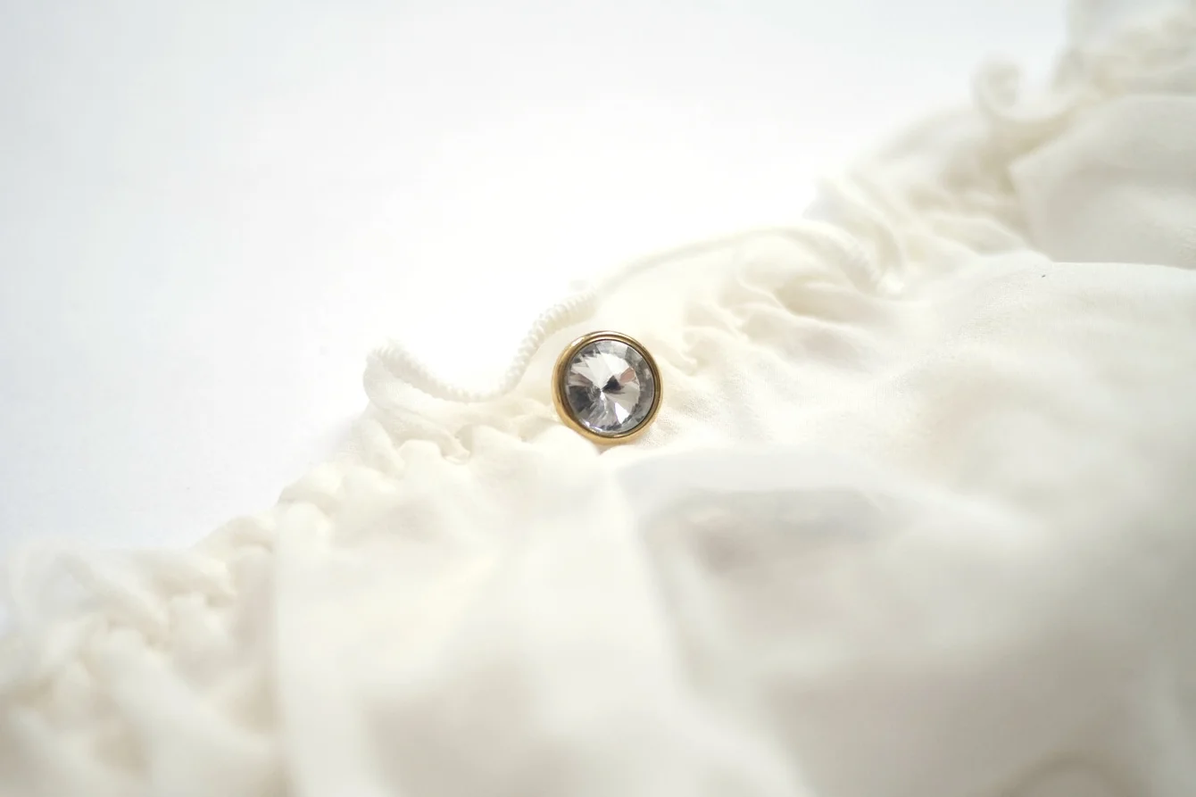 Detail of the crystal on front of our beautiful Bridal knickers