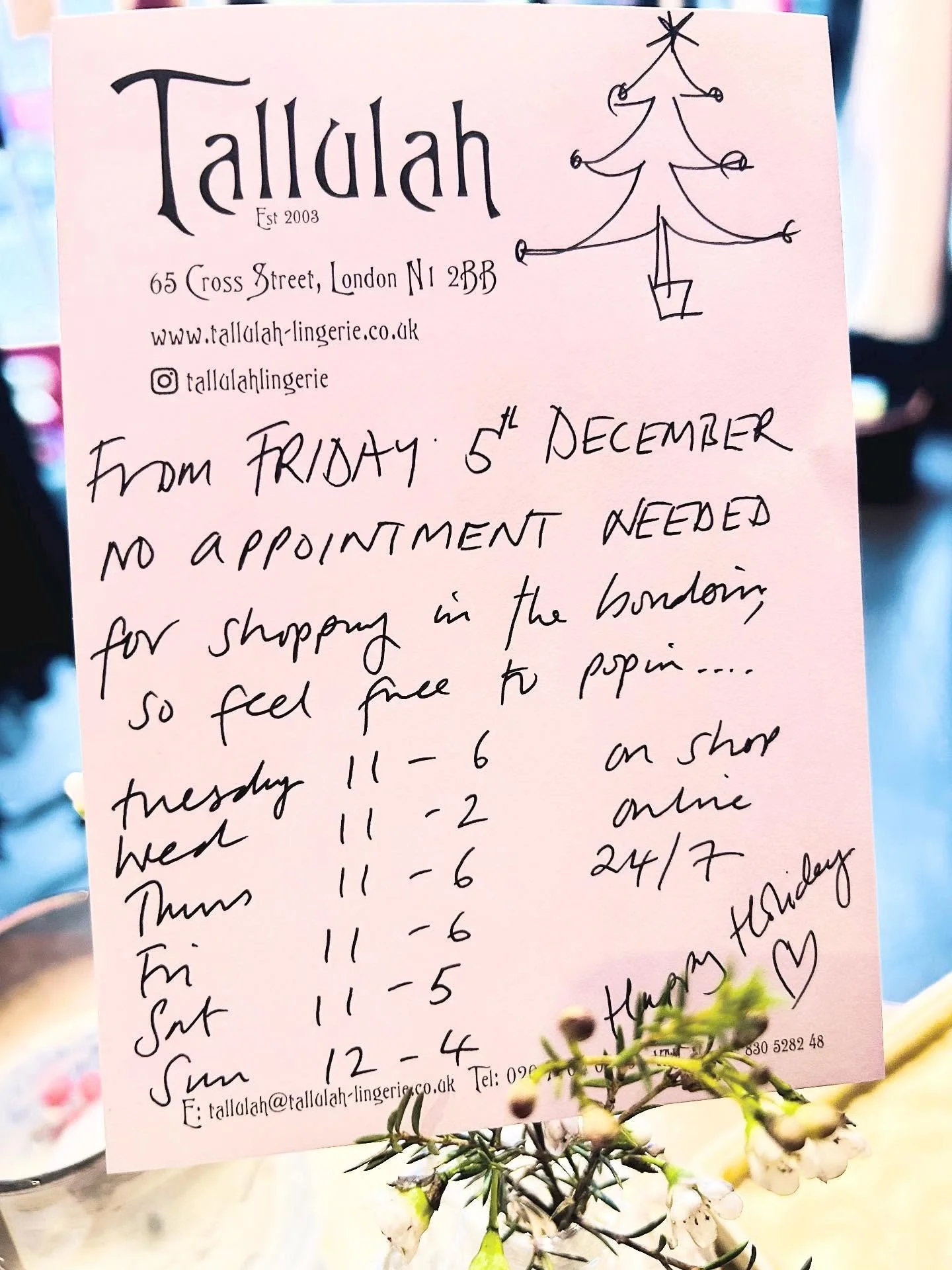 Last hoorahhh before the real madness begins and those three magic words get said&hellip;
NO APPOINTMENT NEEDED and walk-in only Friday 5th Dec - Xmas eve 🎄 🎁 💝 🎅🏾 
Please note the opening times for the boudoir but don&rsquo;t forget, the online