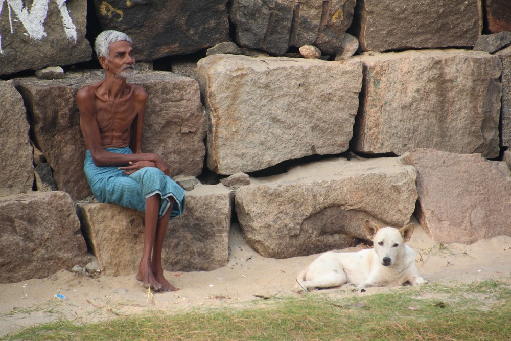 THIN INDIAN MAN, THIN INDIAN DOG