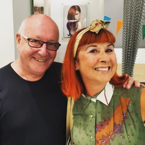 Here I am with the great Trevor Sorbie in the days of bright red hair!