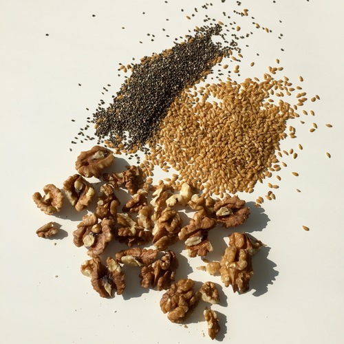Chia seeds, flaxseeds & walnuts. All packed full of phytoestrogens and Omega 3 essential fatty acids.