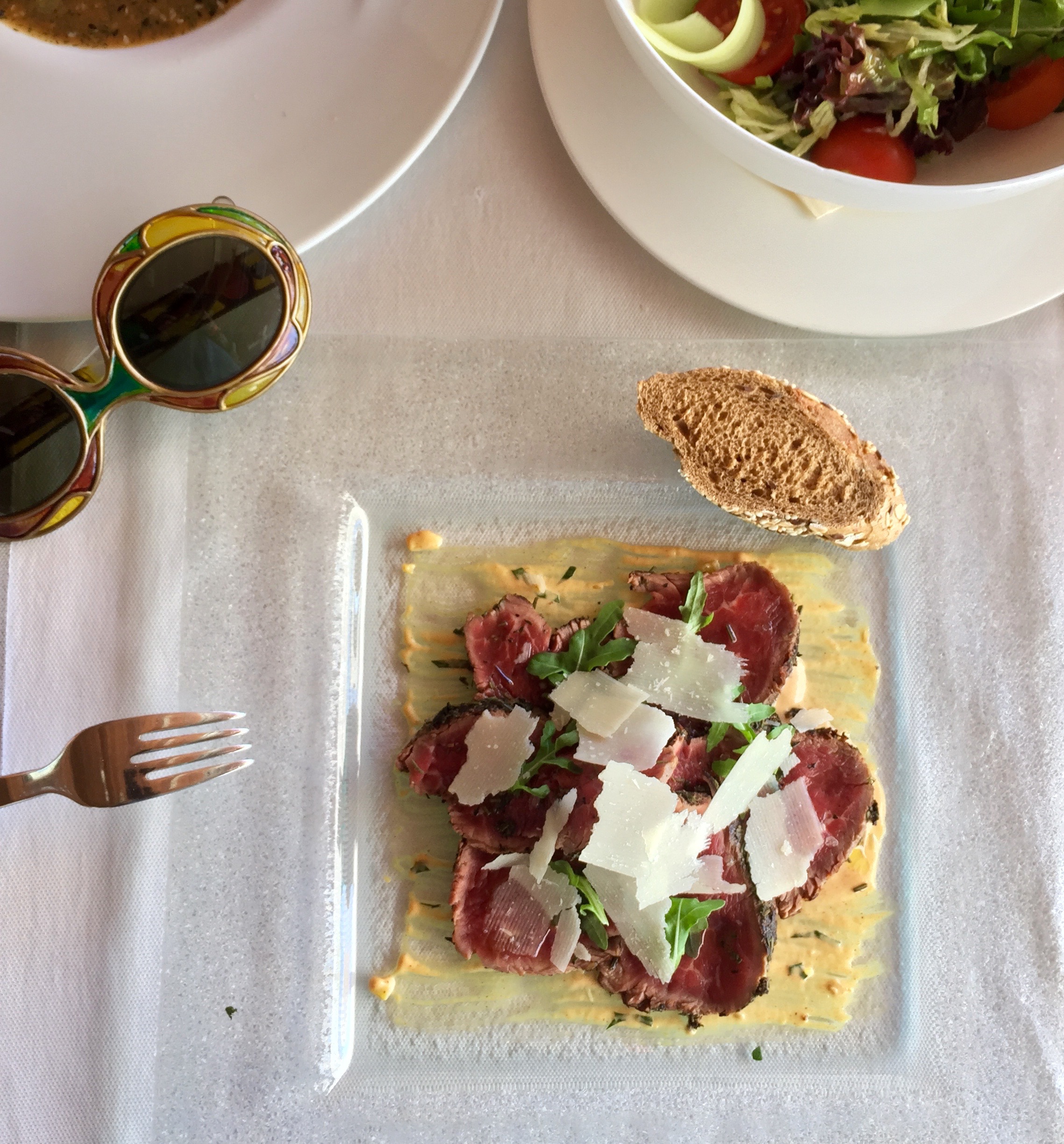 Yummy beef carpaccio at Dukley Beach Lounge, Budva, Montenegro